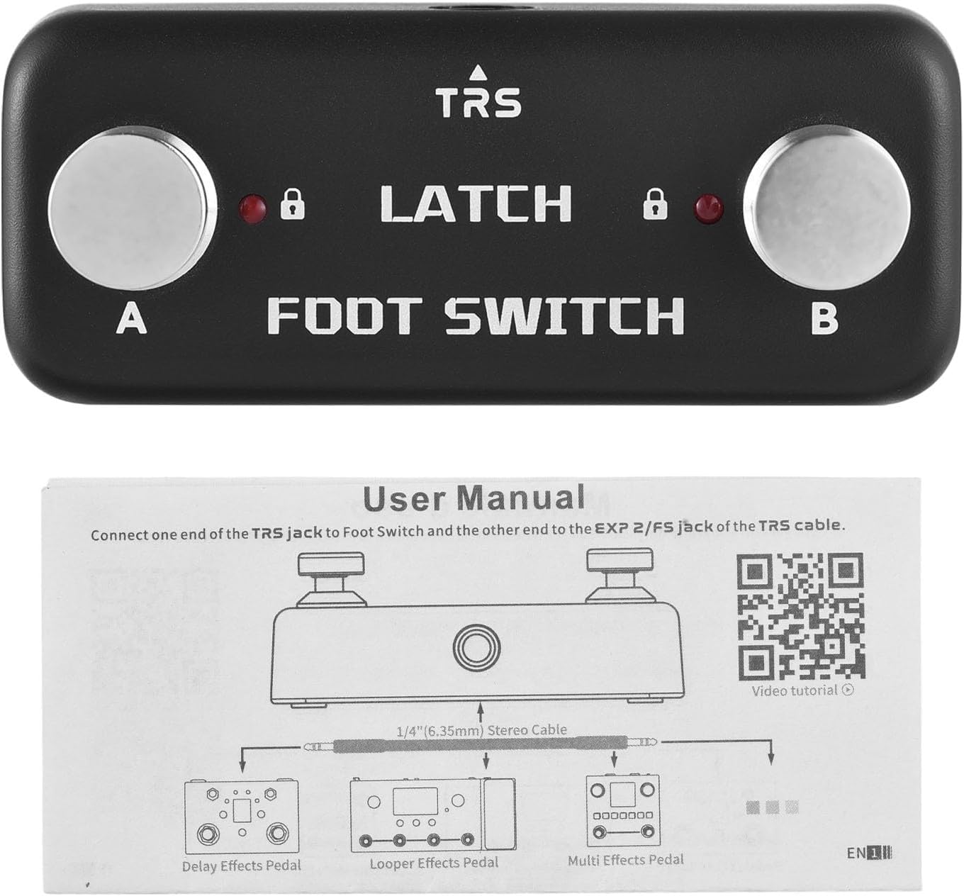 Diagram showing connection of summina Dual Footswitch Pedal to various effects pedals