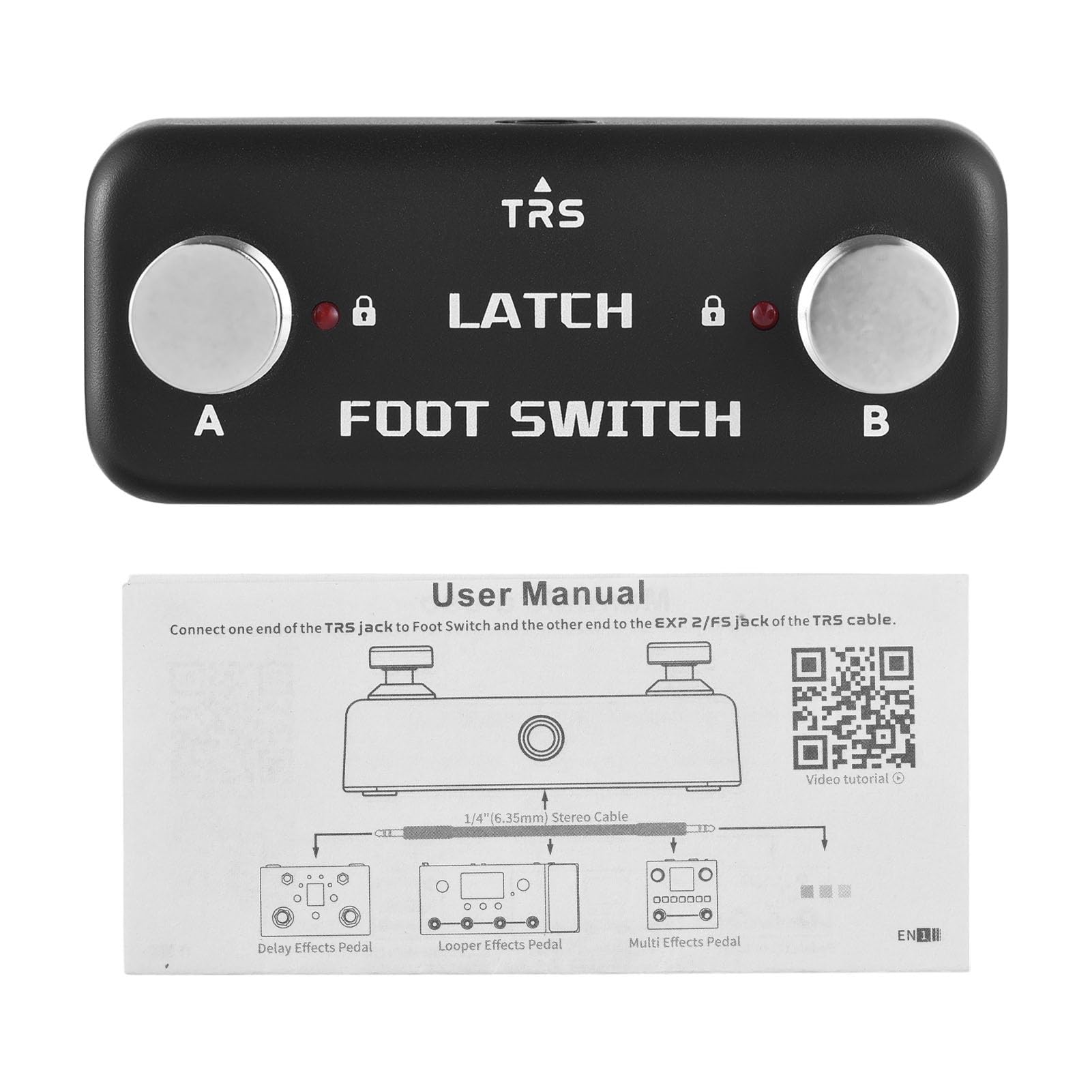 Interruttore a pedale Controller Effetto Pedale Doppio con Funzione di Blocco Indicatore LED Plug and Play per Effetto Altoparlante