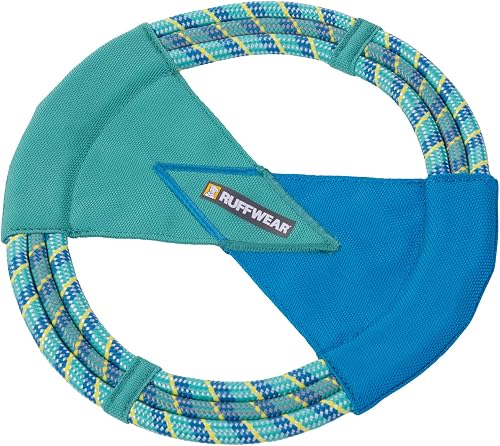 RUFFWEAR Fling-Fetch-Tug Dog Toy, Flying Disk, One Size, Pacific Ring Toy, Aurora Teal