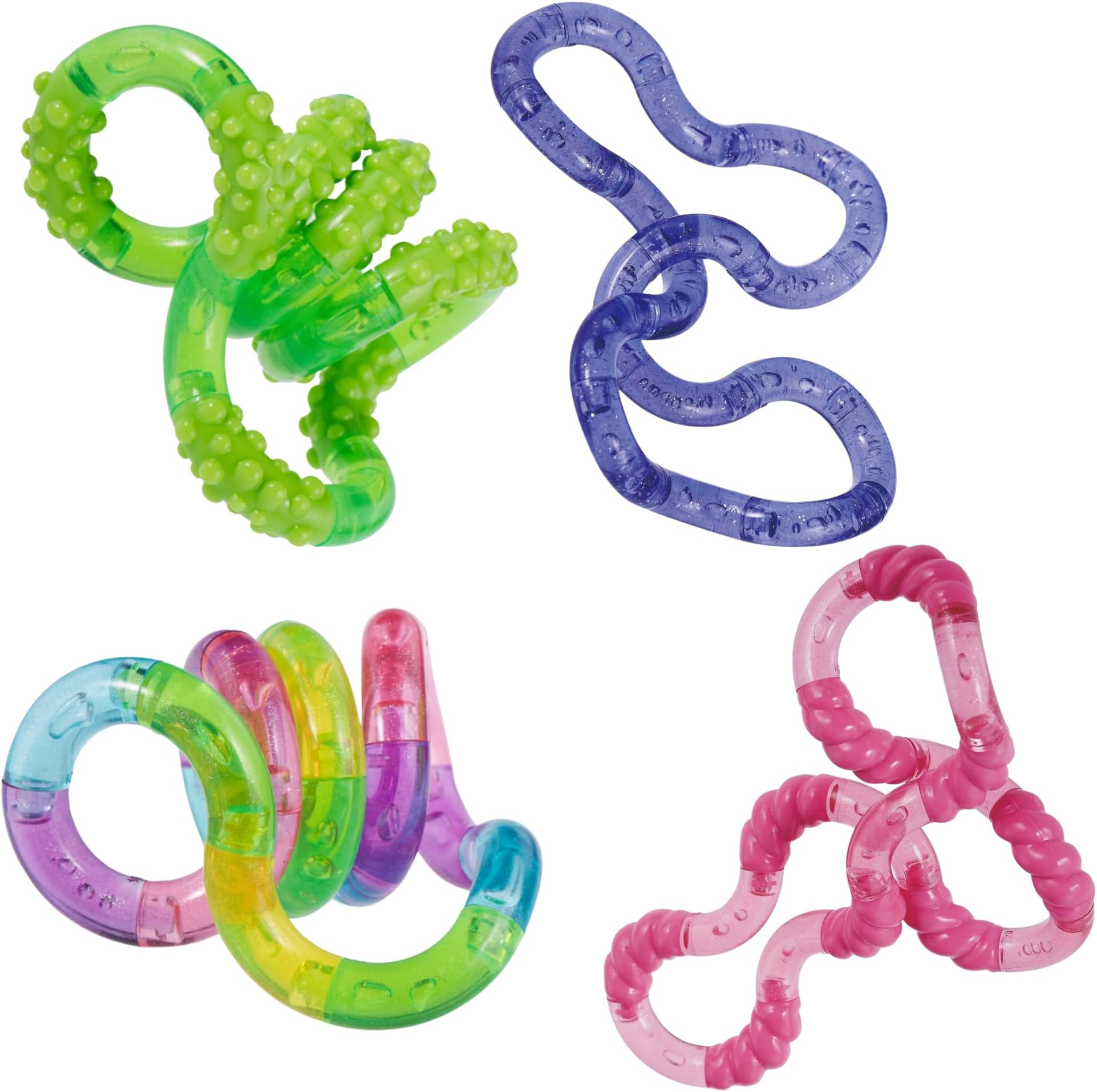 Tangle Crush 4-Pack Slime, Rainbow, Soda Pop, Galaxy - Twist Fidgets for Boys and Girls - Slime Tangle Fidget Jr