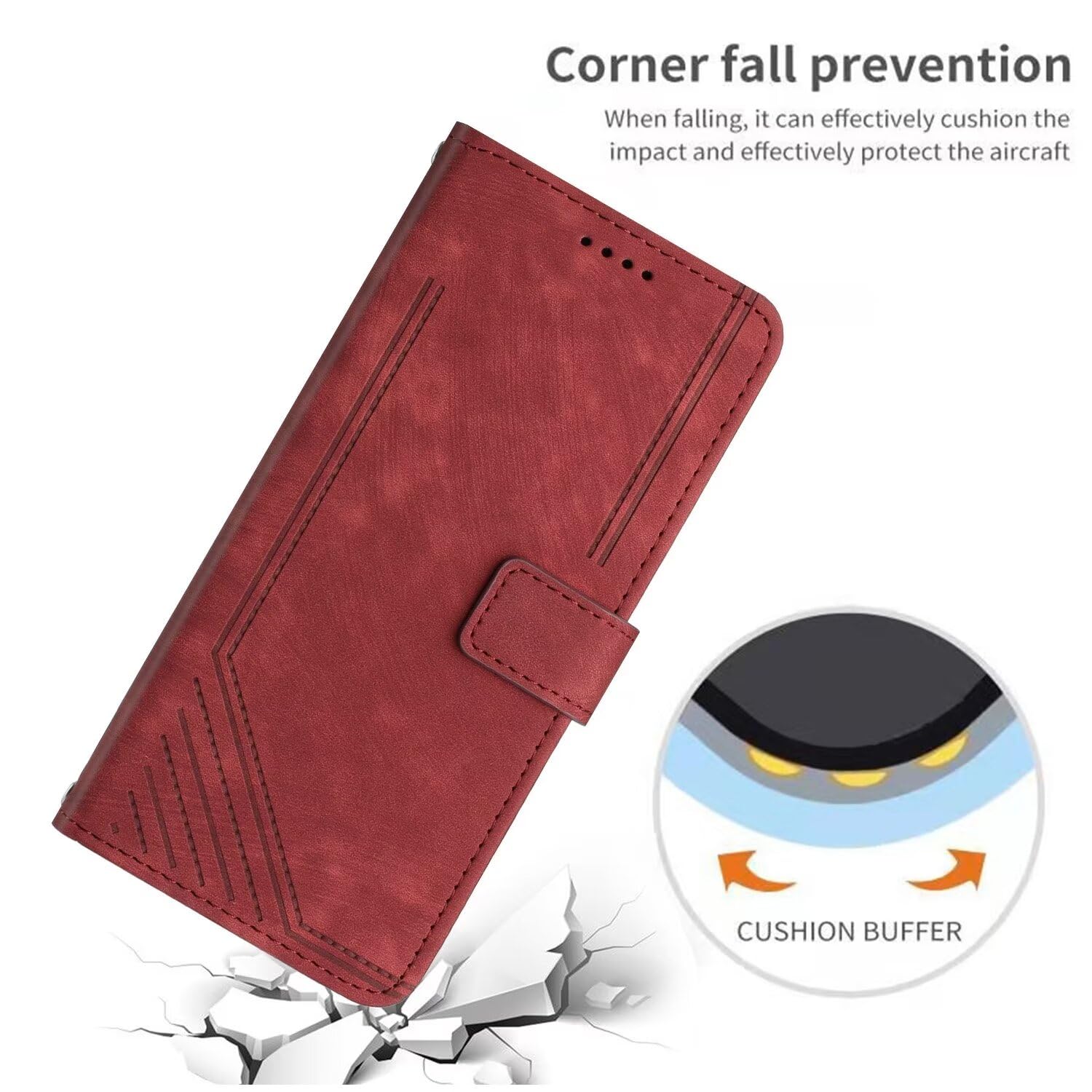 FMPCUON Cover per Sony Xperia 1 IV Flip Caso Premium Portafoglio Custodia Custodia Sottile in Pelle per Telefono,Premium PU/TPU,Supporto Stand,Chiusura Magnetica Rosso