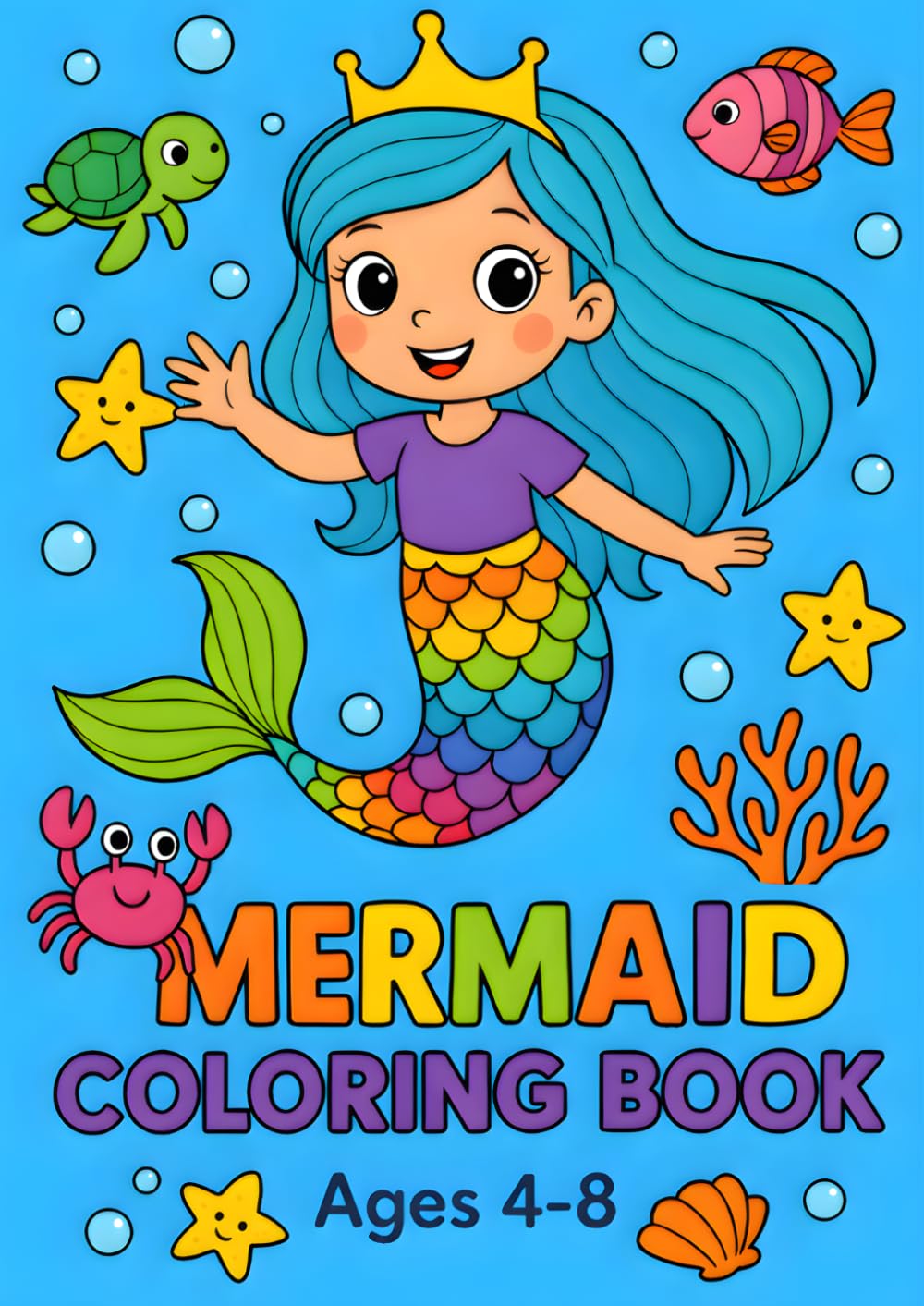 Cute Mermaid Coloring Book for Kids Ages 4–8: Magical Ocean Adventures with Mermaids and Sea Animals | Fun Coloring Pages for Girls and Boys: Book for ... boys who love mermaids (Kids Coloring Books)