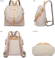 Vista 2 de Makes Mochila para mujer, de piel sintética, bolsa de viaje con bolsa, diseño convertible con bolso, 2 piezas