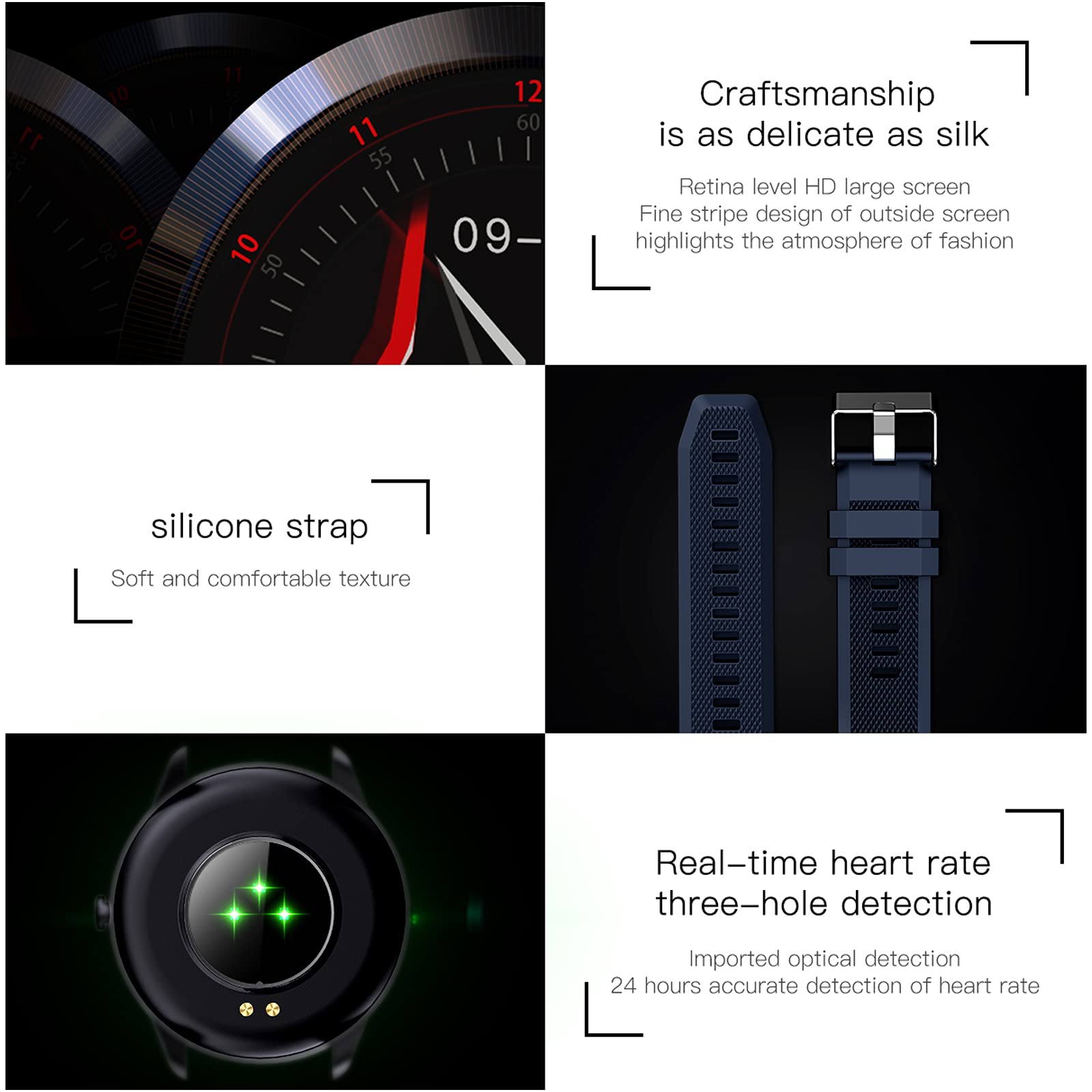 Reloj inteligente, 1.28''HD Fitness Tracker con pantalla táctil Monitor de ritmo cardíaco Cámara Control de música, reloj deportivo Bluetooth para mujeres y hombres, IP68 impermeable SmartWatch