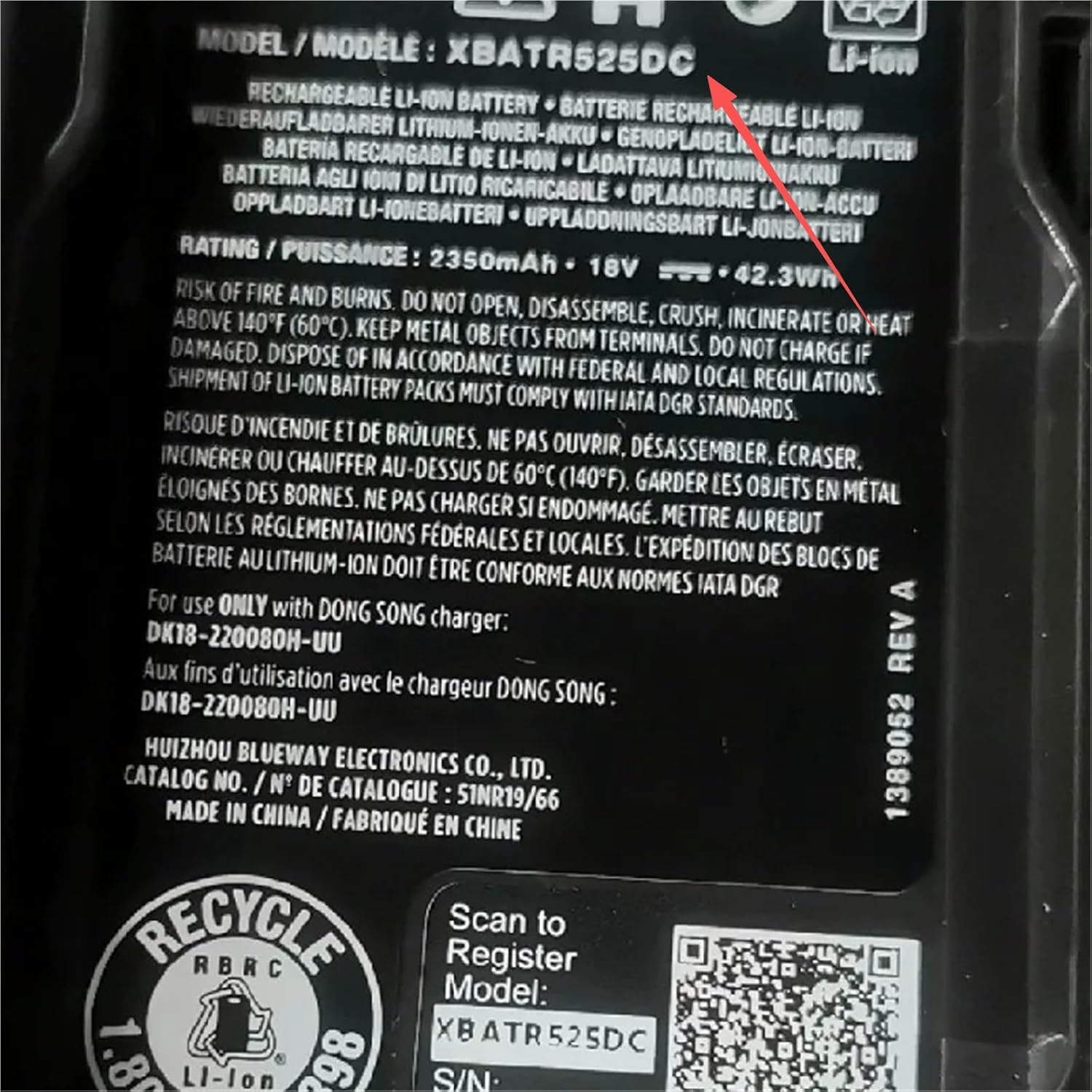 XBATR525DC Model 18V 2350mAh Replacement Battery Compatible with Shark IW1111, IW1120, IW1120C Cordless Vacuum Cleaner