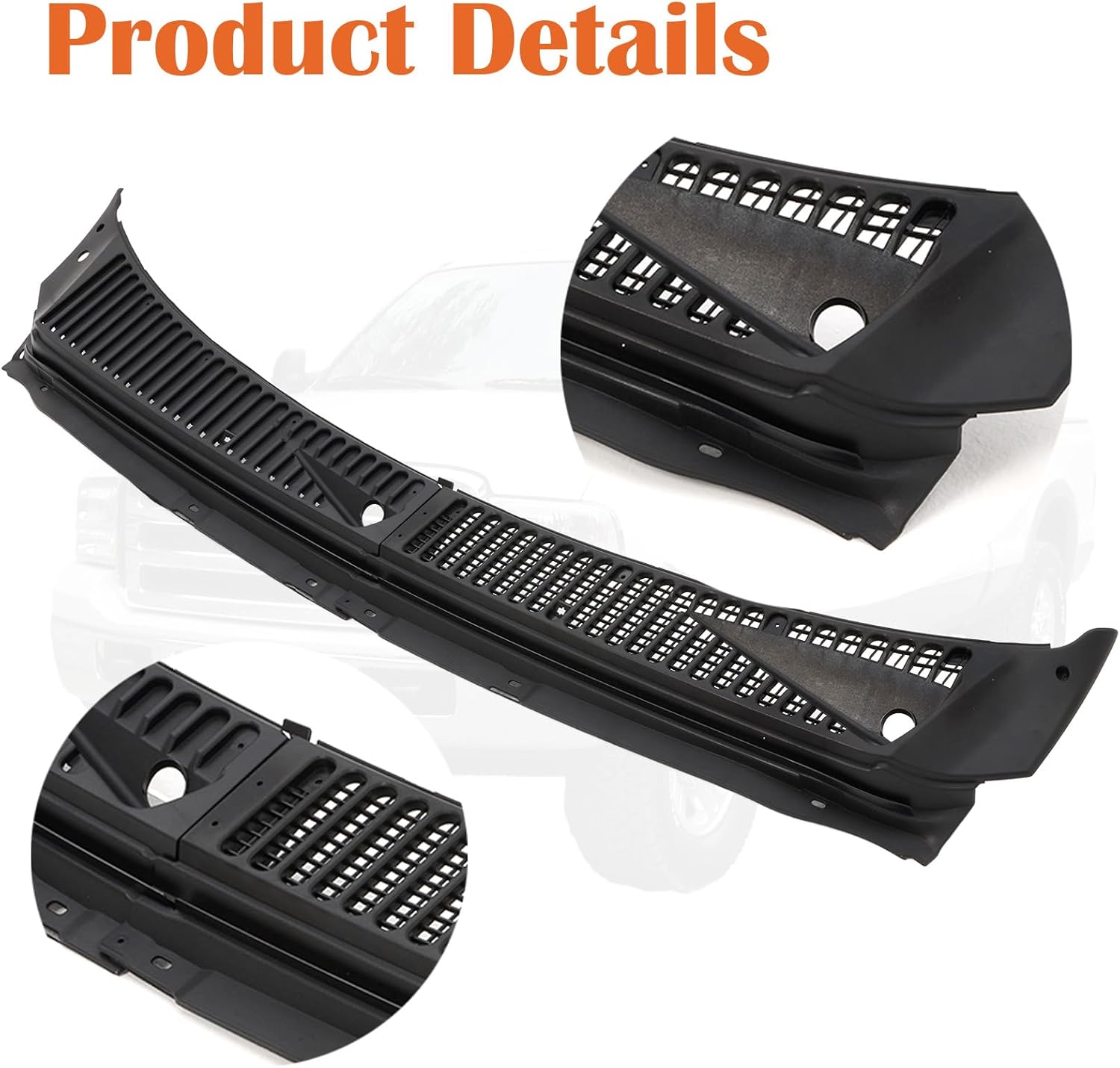 Windshield Wiper Cowl Panel Vent Grille Compatible with 1999-2007 Ford F250 F350 F450 F550 Super Duty, 2000-2005 Excursion Replace OE # 3C3Z-25022A68-AAA, 4C3Z-25022A69-AAA