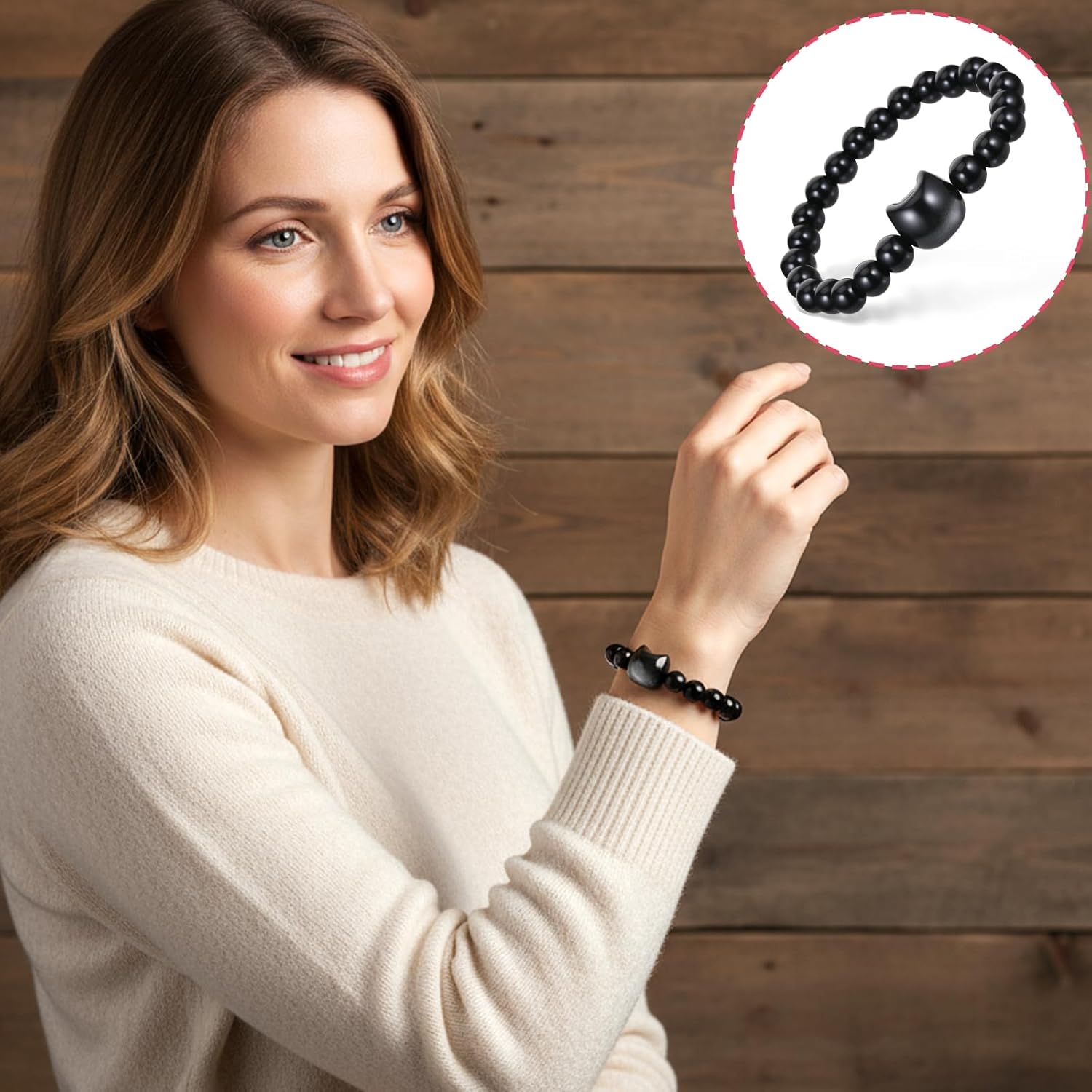 1Pcs Prosperity Bracelet Cat Design, Money Attraction Obsidian Beaded Bracelet, Cats Bracelets for Women, Wealth Prosperity Abundance, Spiritual Jewelry, Good Luck Charm Cat Lover Stuff - Image 6