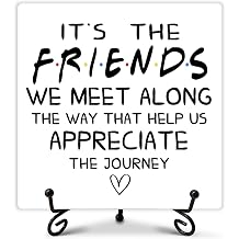 Friendship Decor, It's The Friends We Meet Along The Way Wooden Sign, Small Friendship Gift, Birthday Friend Gifts for Women Men Friends Colleagues, Office Desk Cubicle Accessories 5" x 5"-148