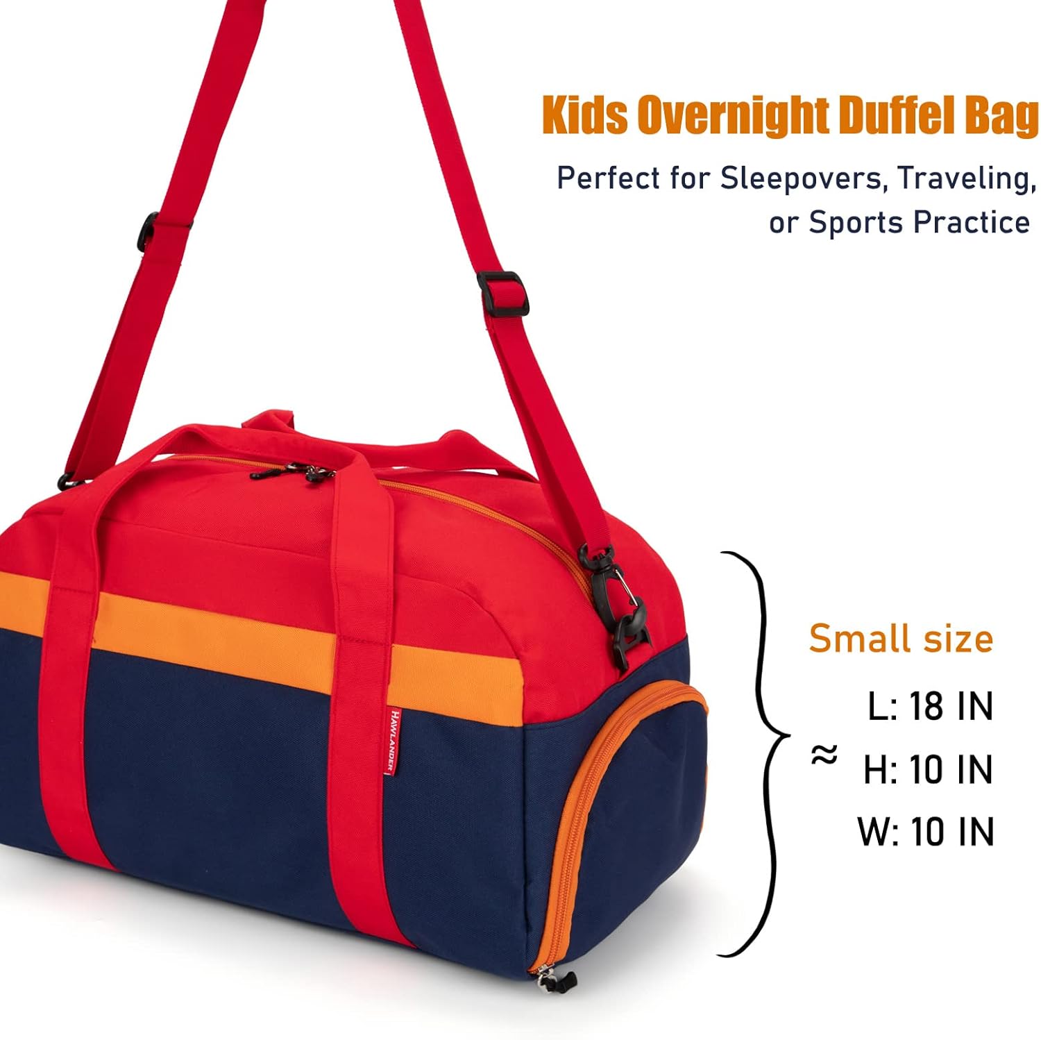 HawLander Kids Duffle Bag for Boys or Girls, Fit School Practice, or Overnight Travel (Navy Red) - Image 7