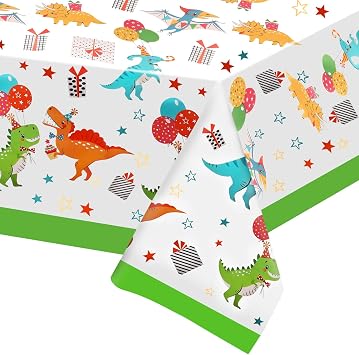 JHkim 2 Pack Dinosaur Graduation Tablecloths, Dinosaur Table Cover for Birthday, Dino Themed Party Decorations Supplies Kindergarten Preschool Grad, Party Table Cloths for Kids Boy, 52 X 87