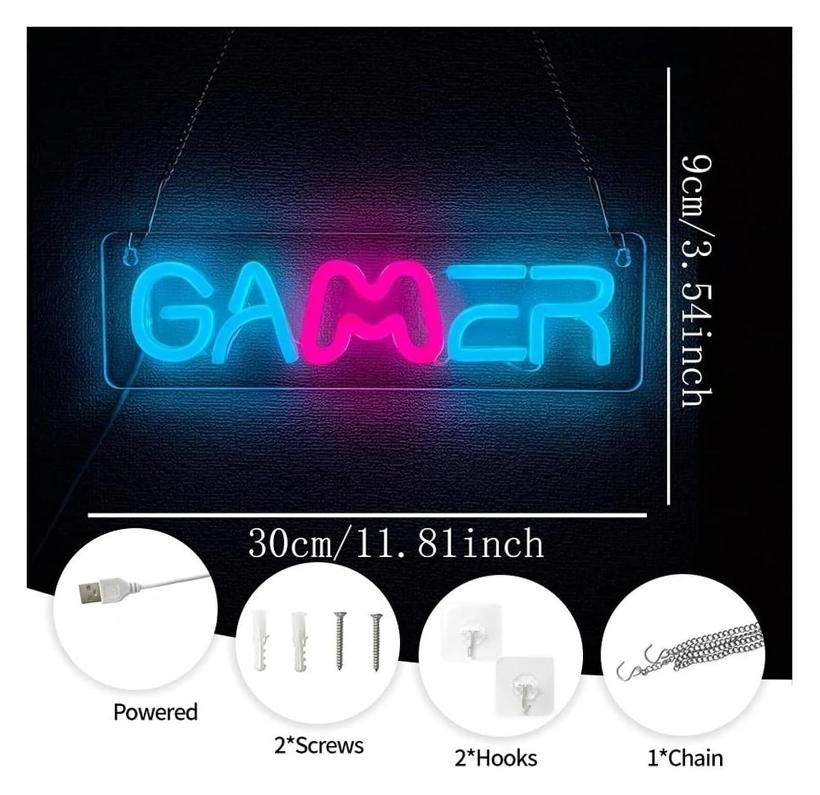 Decoración con luces de neón Decoración de para fiesta GAMER para letrero neón LED con luz regulable para habitación dormitorio sala juegos