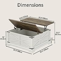 Vista 2 de Furnideco - Mesa de centro cuadrada de 35.5'' de ancho con tapa elevable, mesa de centro de granja con almacenamiento oculto, mesa central de madera