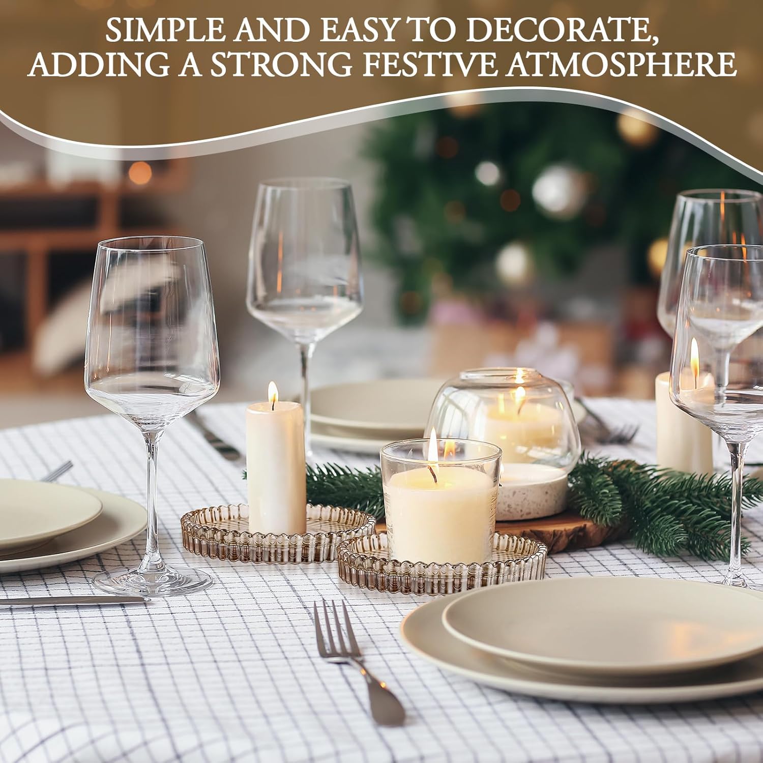 Honeydak Amber Glass Pillar Candle Holder Plates 4'' Round Glass Candle Tray Round Coasters for Table Centerpiece Wedding Party Home Bridal Shower Thanksgiving Christmas Decor(12 Pcs)