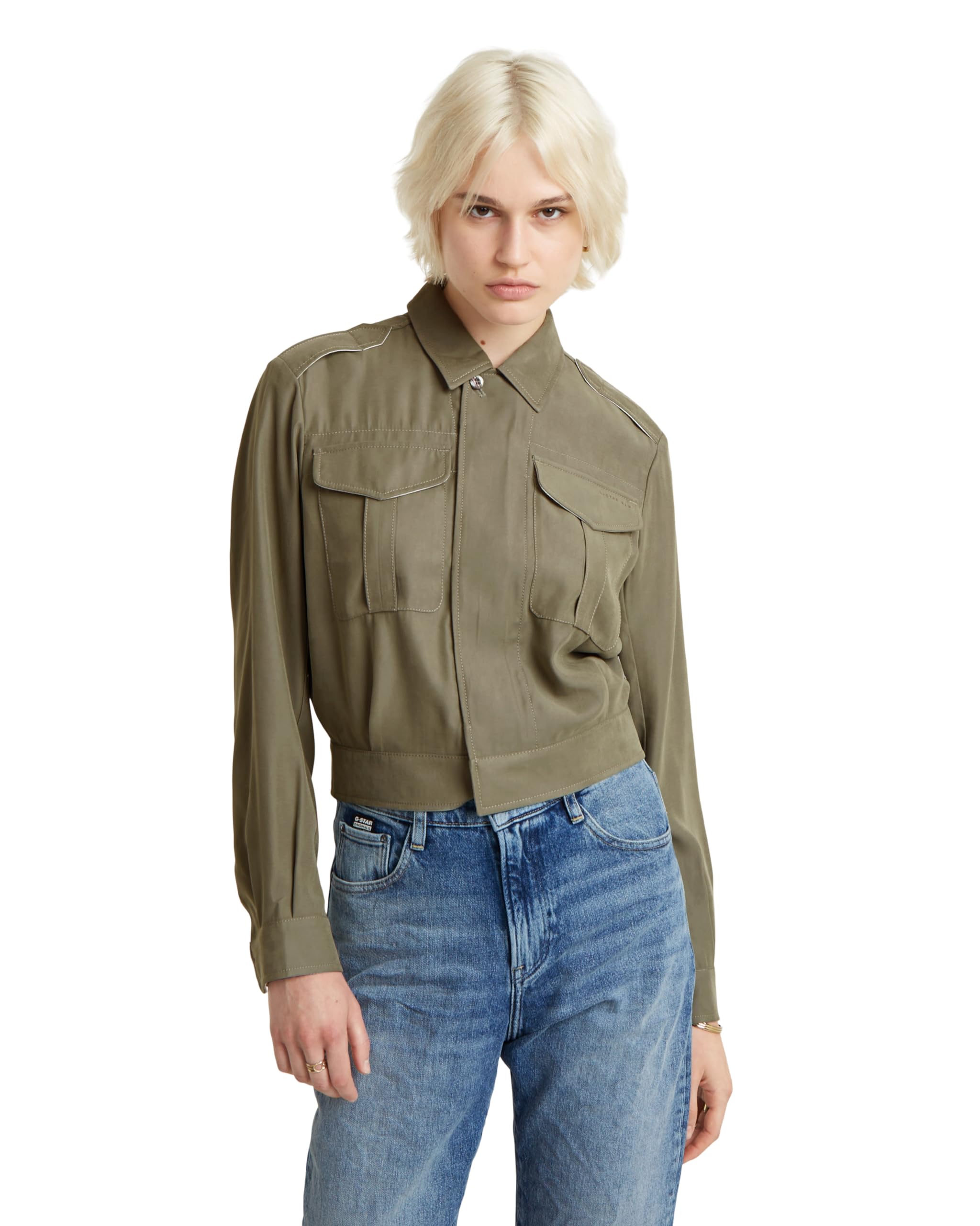 G-Star Women's Officer Short Jacket , Green (shamrock D24583-D522-2199), XS