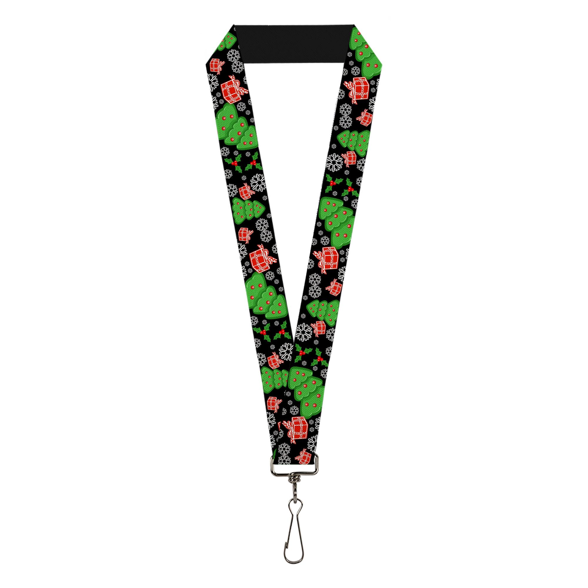 Buckle Down Women's Lanyard-1.0"-Christmas Collage Black/White/Green/red Key Chain, Multicolor, One Size