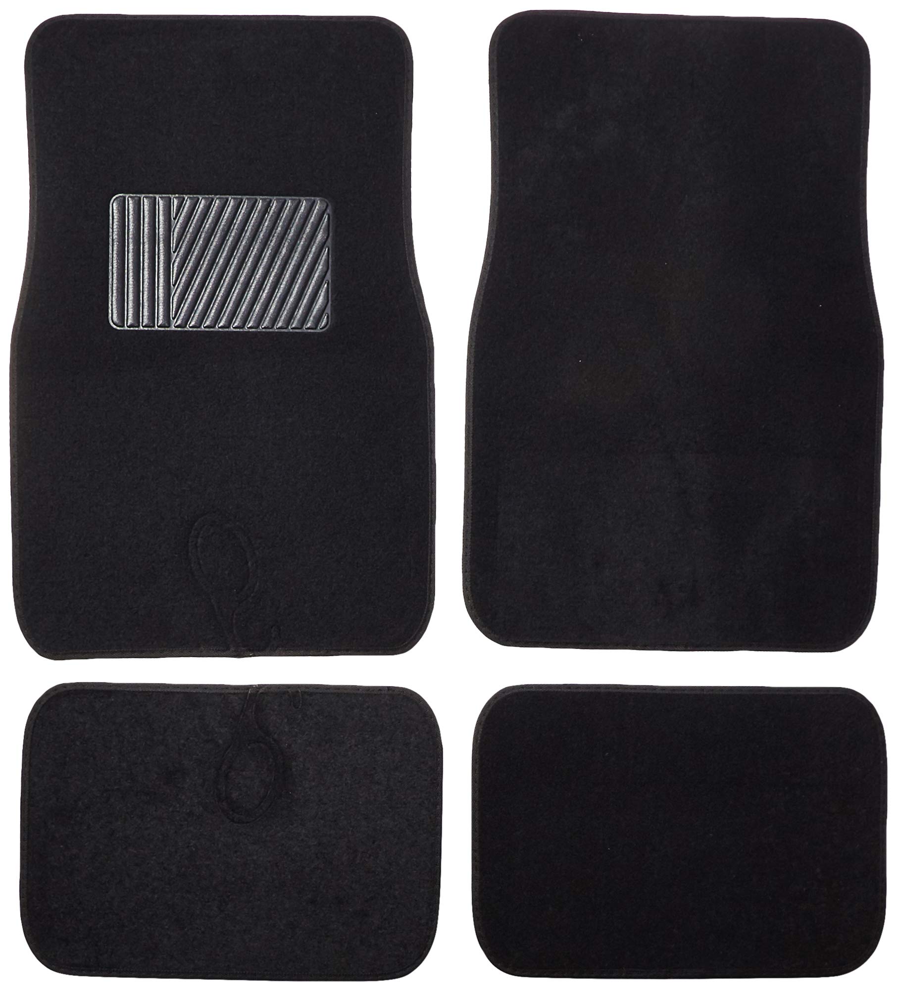 BDK InterLock Car Floor Mats - Secure No-Slip Technology for Automotive Interiors - 4pc Inter-Locking Carpet (Black) (826942129223)