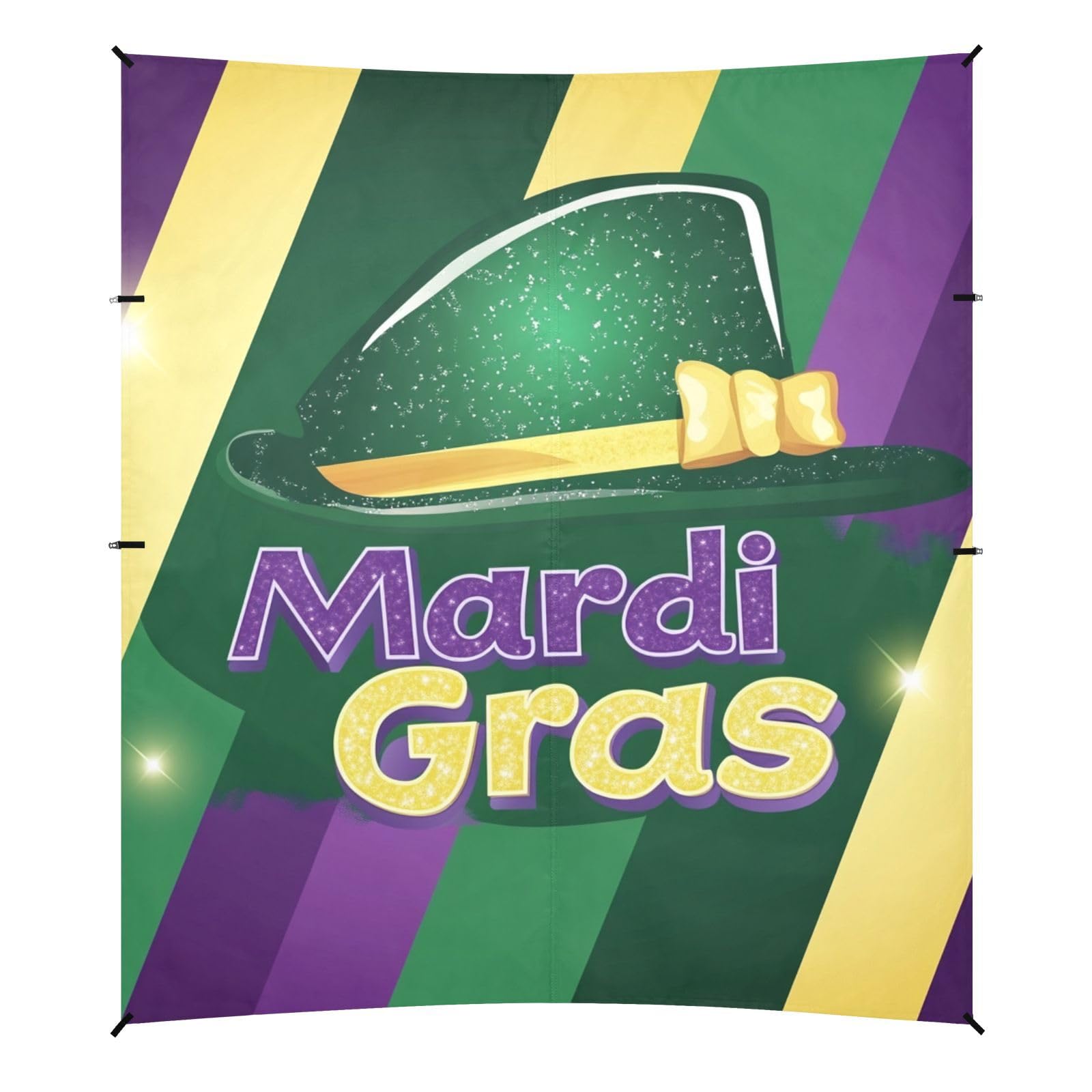 Mardi Gras Carnival Lipstick Hats Tie Beach Tent & Canopy UPF50+ Protection Water-Resistant Shade Sun Shelter with Sand Pockets for Camping Trips, Fishing, Backyard Fun or Picnics