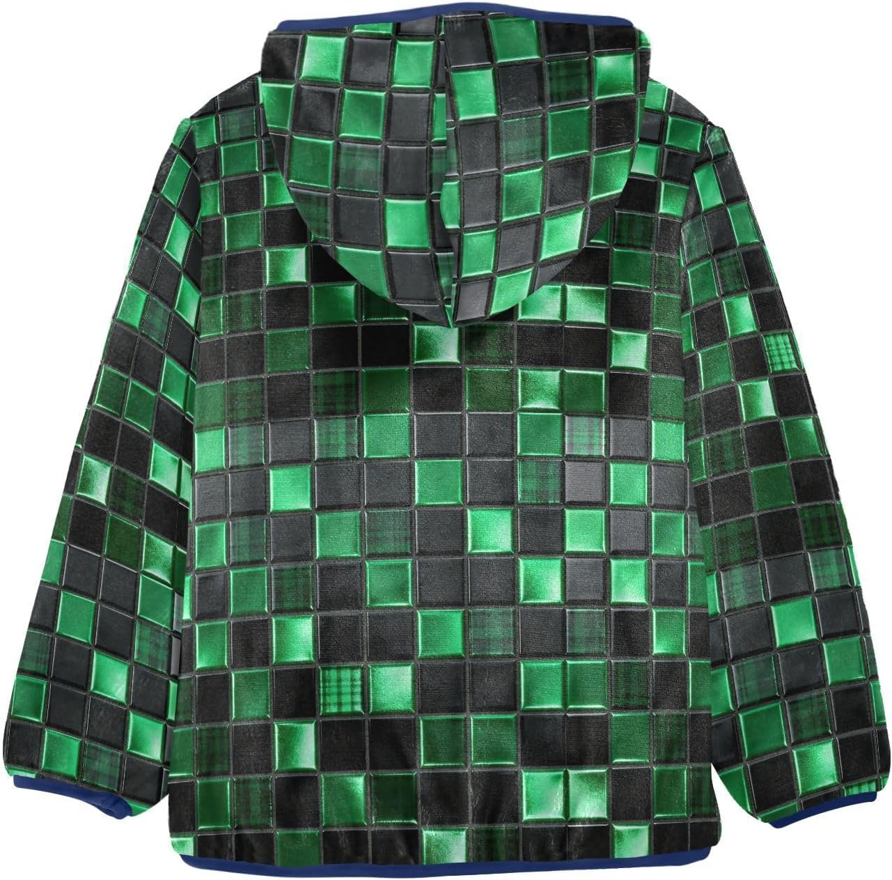 Green Tile Pattern Toddler Boy Zip Up Jacket Children Coat Navy Blue Fall Baby Boy Clothes