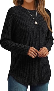 AUTOMET Women's Long Sleeve Tunic Tops - Soft Fall Winter Blouses, Casual Dressy Sweaters for Everyday Outfits