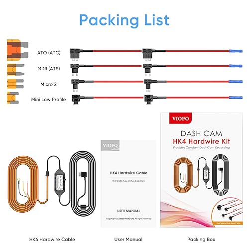 Miniatura 8 de VIOFO HK4 Hardwire Kit con 8 piezas de grifo de fusible de circuito completo, puerto tipo C, para A329 series/A229 series/A119Mini2/A139Pro/WM1/T130