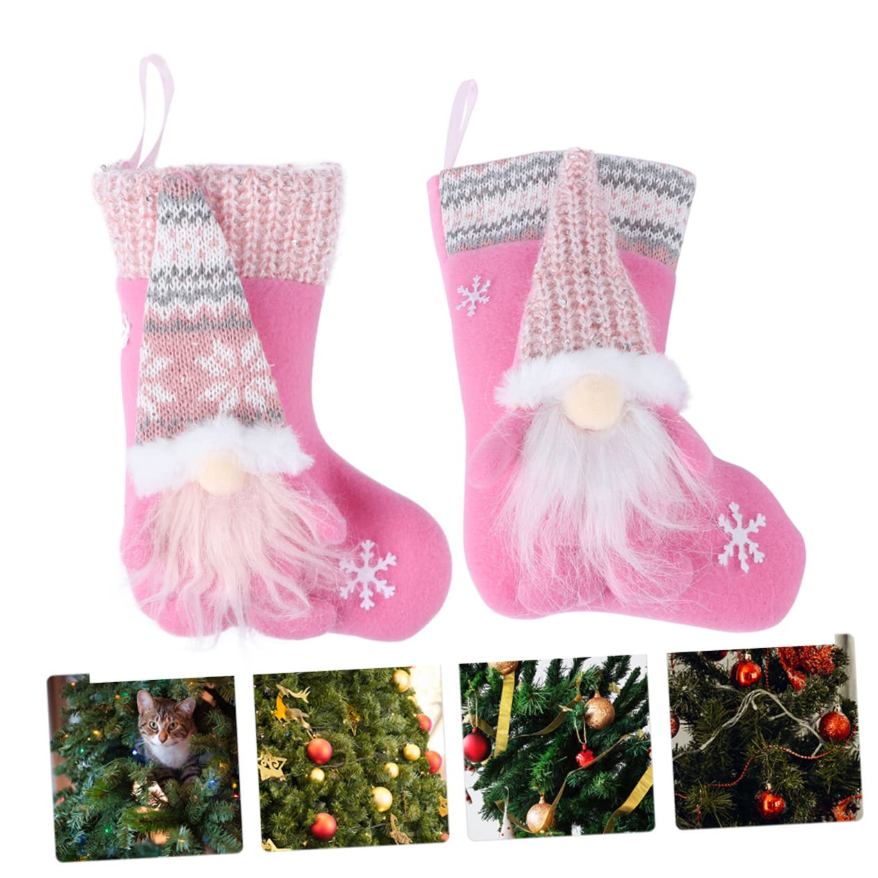 VICASKY 2pezzi Calza della Befana Decorativa in Morbido Ciondolo Forma di Calzino Appeso per Decorazioni Natalizie