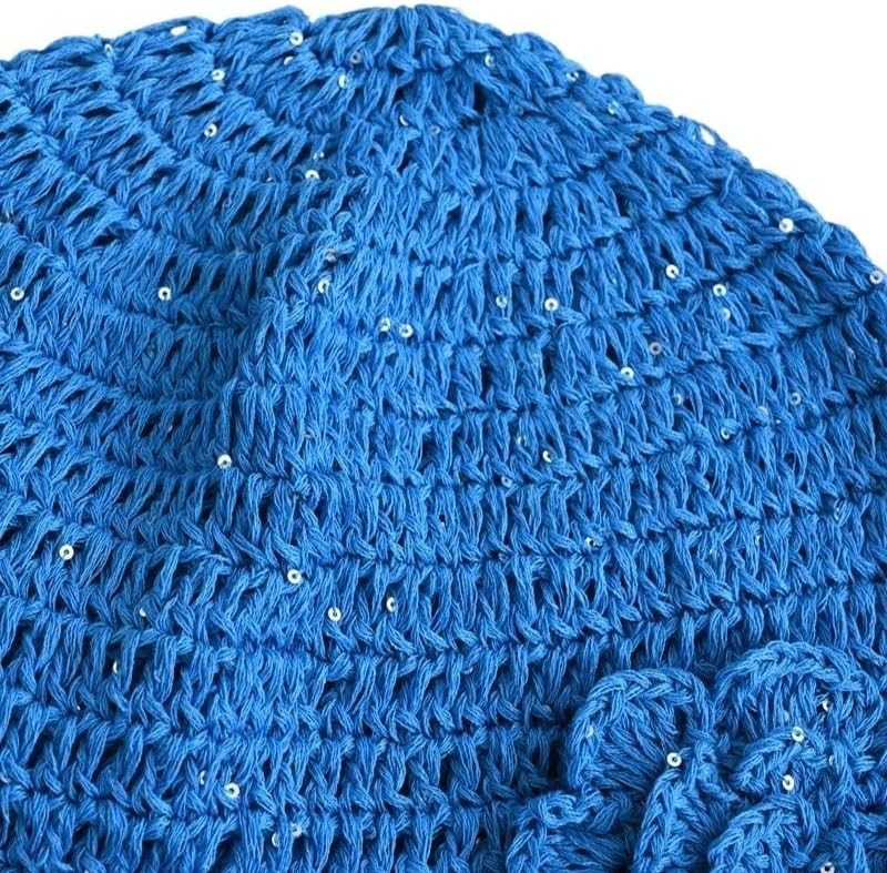 Handmade Flower Knitted Cap Women Breathable Versatile Woolen for Winter Beige