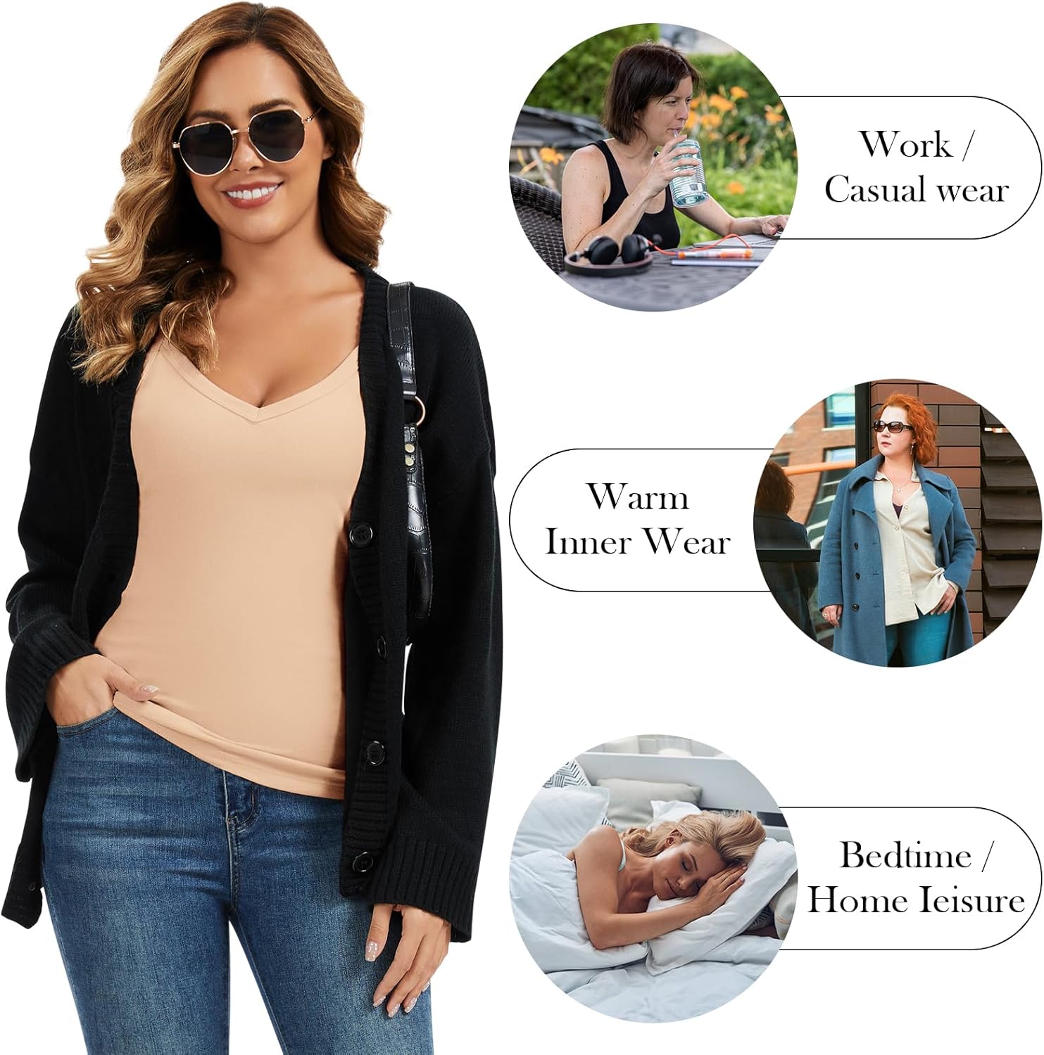 WOWENY Women Sleeveless Thermal Tank Top for Cold Weather Fleece Lined Underwear Top Warm Camisole Base Layer Vest Lingerie - Image 5