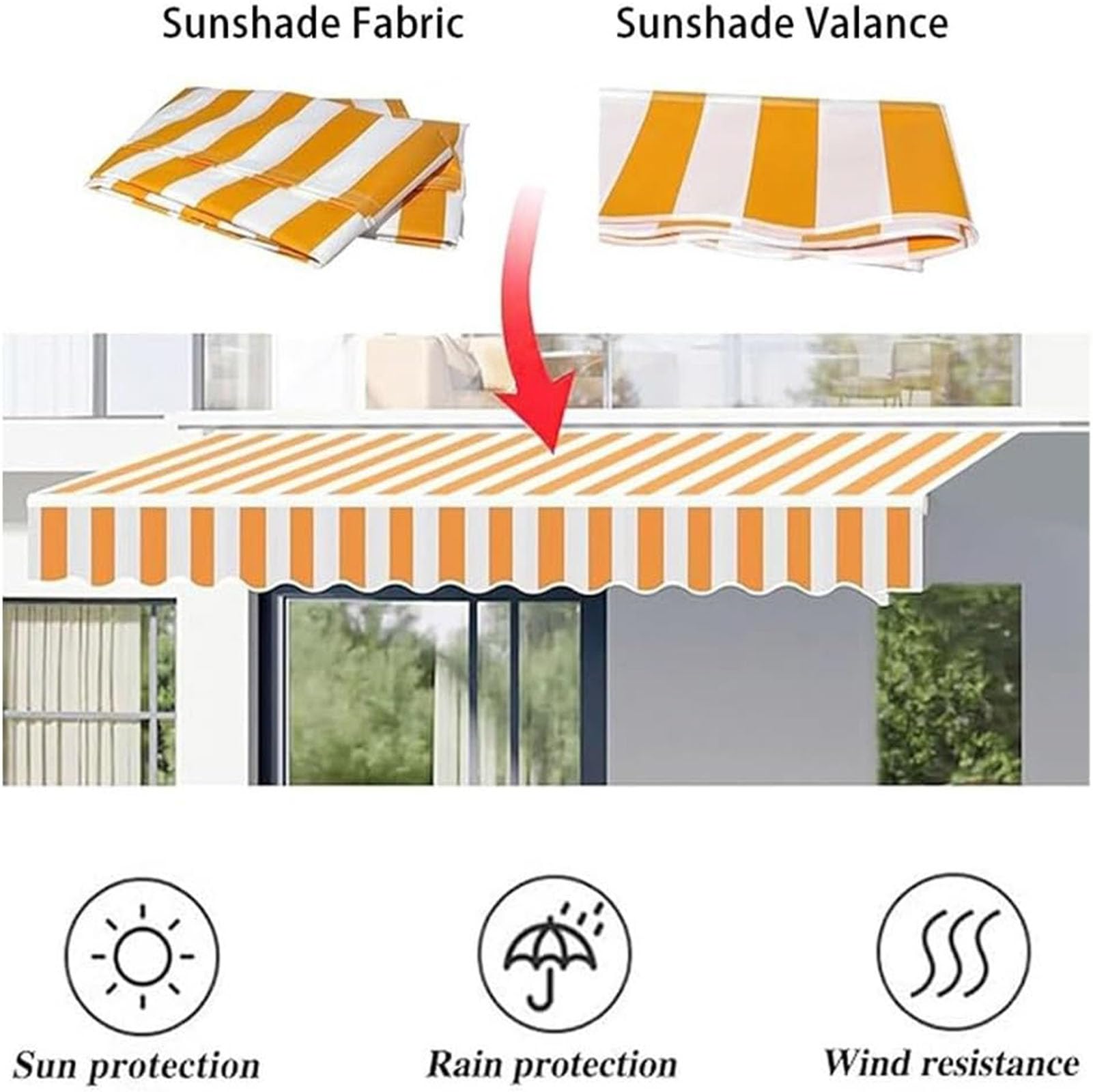 Lona De Repuesto para poliéster para Toldo Exterior Tela De Repuesto para Toldo Lona Recambio Jardín Patio TerrazaToldo de Patio Impermeable Múltiples tamaños