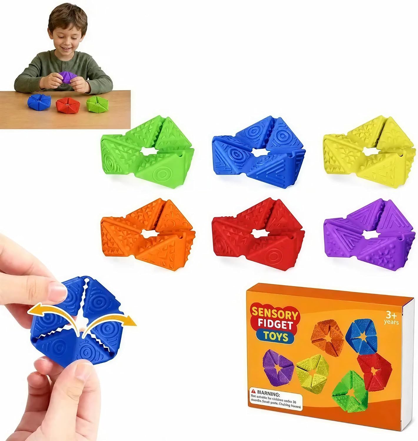 Folding Fidget Toy, Cube Fidget Toys for Kids, Quiet Sensory Fidget Cube for Anxiety Relief and Focus Support, Textured ADHD Toy for Classroom, Homework, Travel and Calm Down Corner