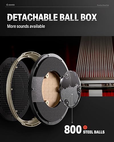Miniatura 2 de Almohadilla de práctica de tambor, Donner almohadilla de práctica para tambor - Almohadilla de tambor silenciosa con simulación de caja removible