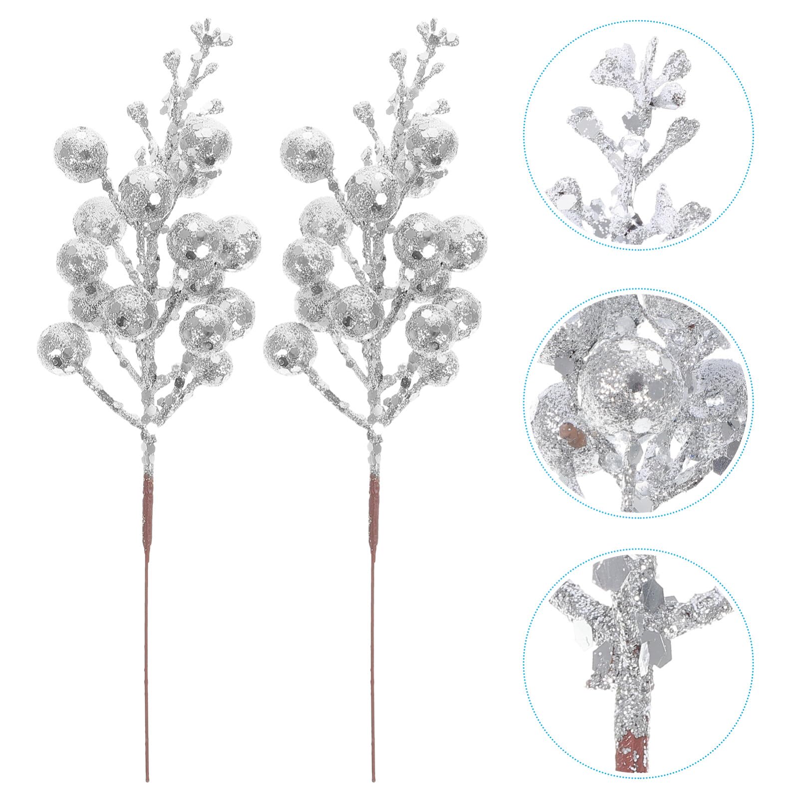 PRETYZOOM 10pezzi Rami Di Bacche Artificiali Glitterati Per Decorazioni Natalizie e Ghirlande Accessorio Per Creazioni Stile Invernale