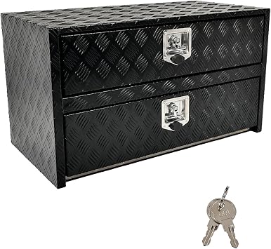 36 Inch Black Aluminum Truck Tool Box Underbody with Drawers for Truck Cargo Van Outdoor Car Pickup Storage and Organization - 36"X18"X20"