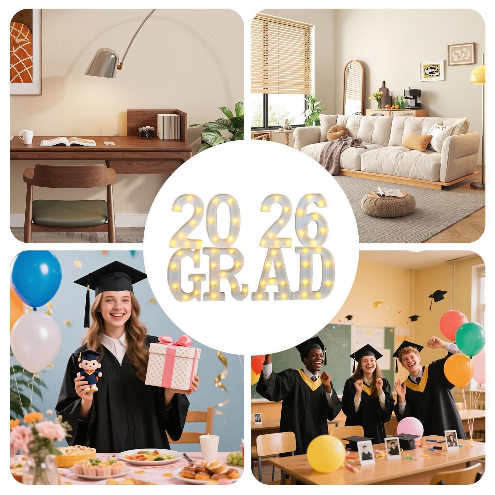 Decorazioni laurea 2026 Insegna luminosa a batteria | Decorazioni Laurea LED da Interno per Interni/Esterni, Camera da , Tavolo