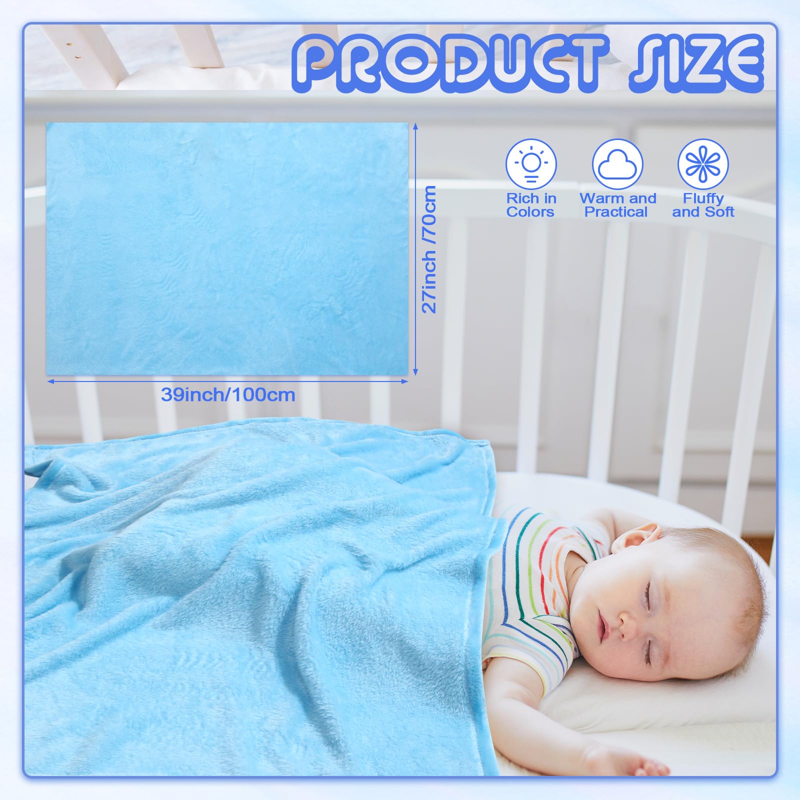 Kinlop 16 piezas de 76 x 101 cm, mantas de franela de felpa para bebé, acogedoras, ligeras y cálidas, mantas de felpa suave para bebés, niños y niñas, ropa de cama preescolar, 16 colores