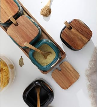 Kitchen Seasoning Tank Set, Creative Marble Pattern Ceramic Spice Jar, BBQ Pepper Salt Shakers Paprika Bottle, Delicacy Seasoning Box, 3pcs/Set, for Kitchen-Black