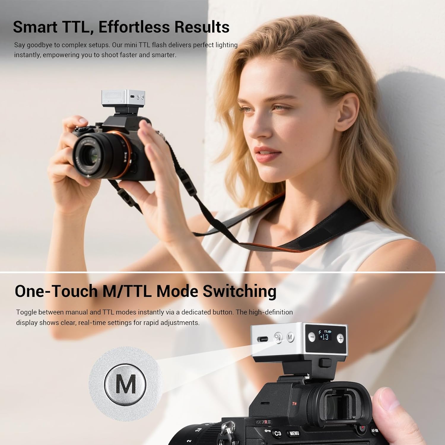 Godox iT20-F Silver Compact Camera Flash - Upgraded from iM20 with TTL Function & Magnetic Accessories, 45g Lightweight, 700+ Flashes, 1.5s Recycling, USB-C Charging, Compatible with FujiFilm Cameras