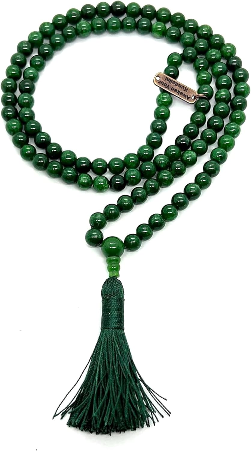 Handmade Green Jade Mala Necklace (8mm, 108 Beads) - Cultivate Harmony & Abundance - Libra Birthstone & Heart Chakra Balance