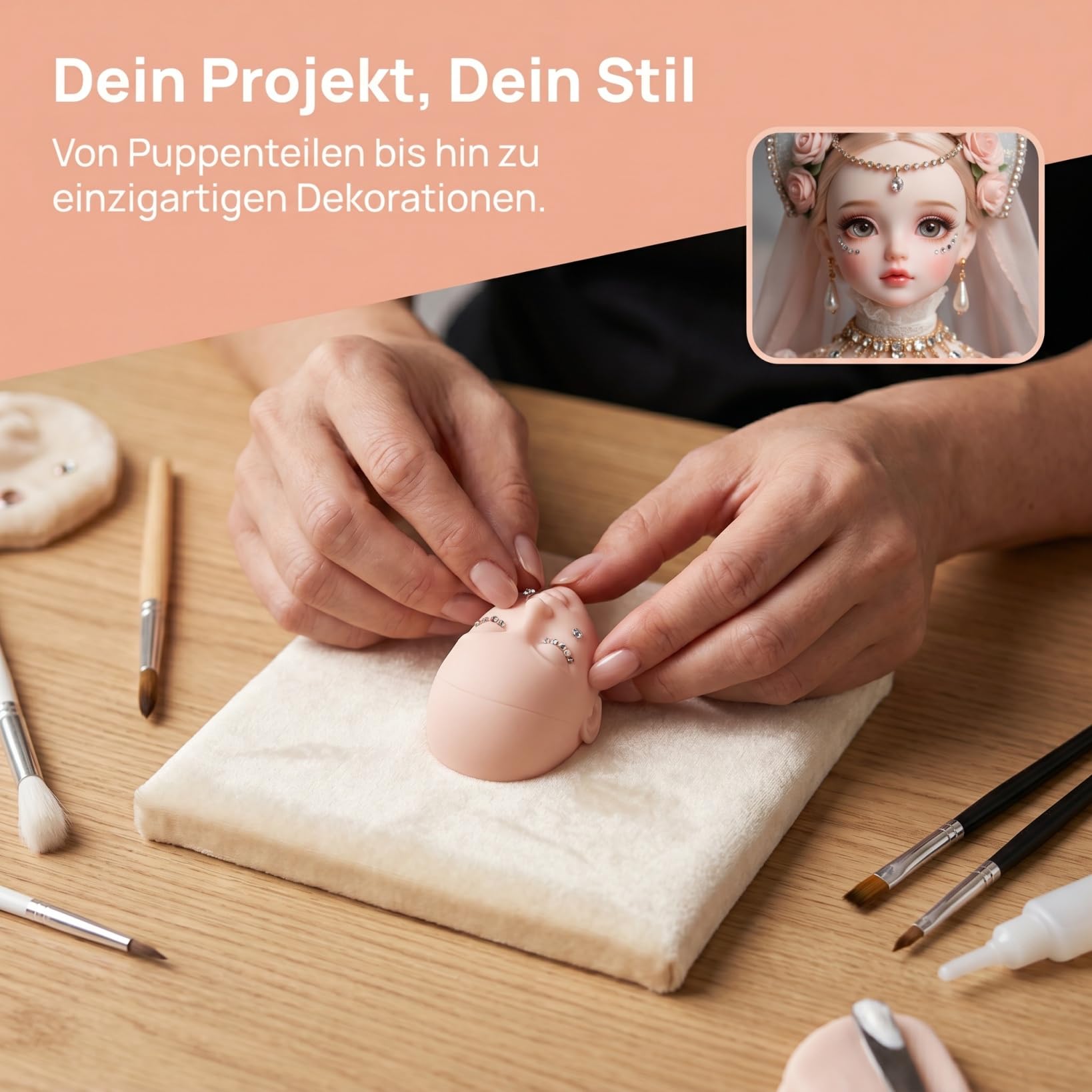 Beavorty 20x Mini Puppenköpfe zum Basteln 5x3cm DIY Kleine Puppenköpfchen aus Kunststoff für Schminkkopf Make-up Übungen Puppengesichter Reparatur Puppen Zubehör Spielzeug Teile