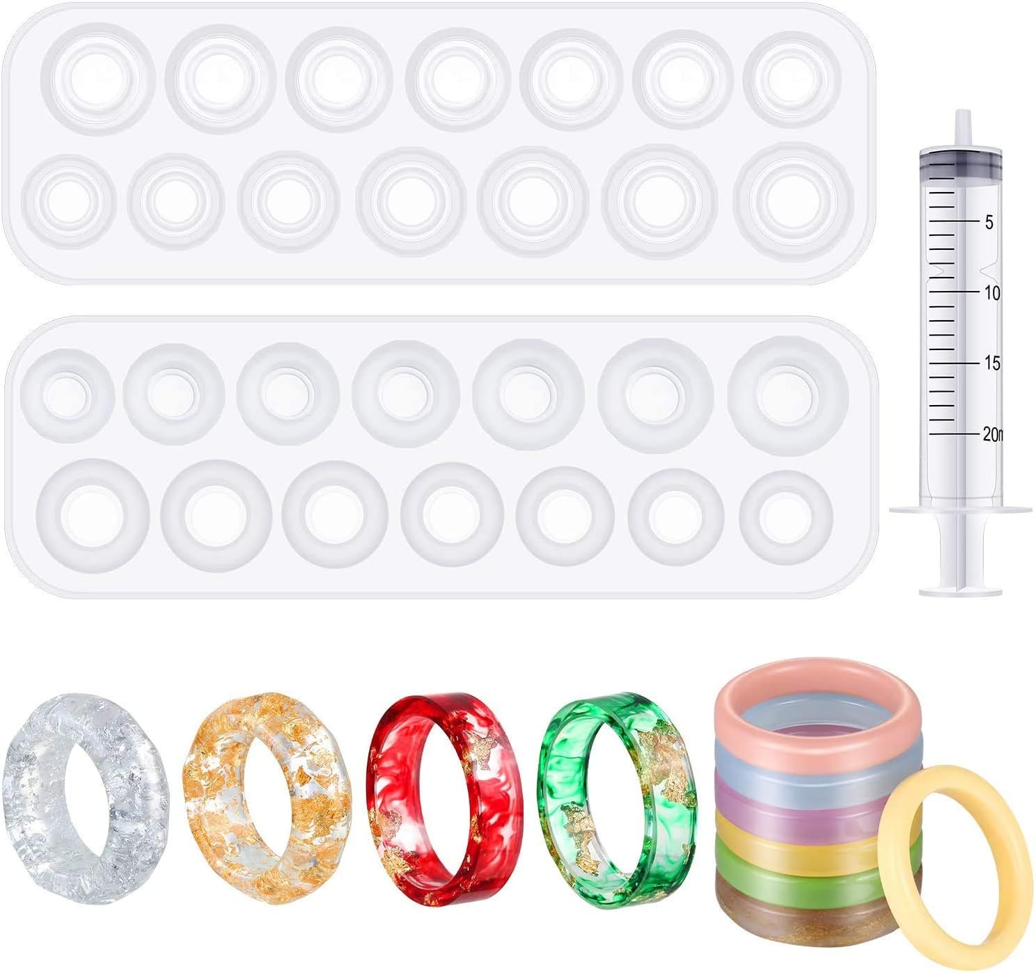 MAimee 2 Pieces Resin Ring Molds Silicone Ring Molds Assorted Sizes