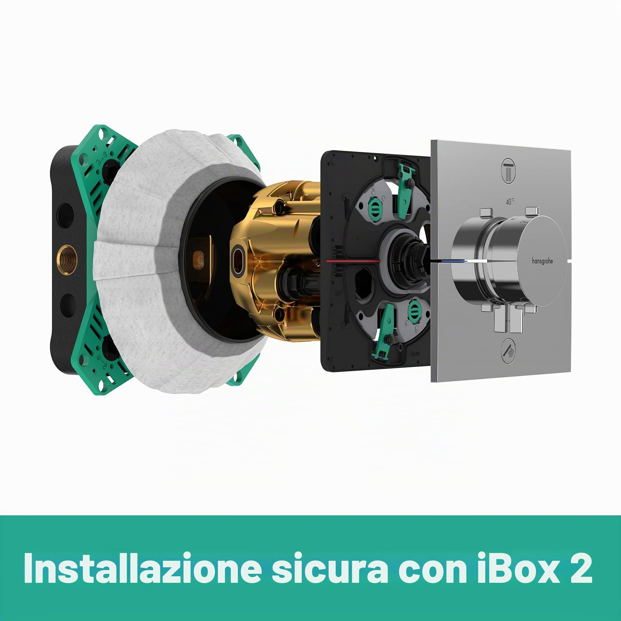 hansgrohe DuoTurn S - Rubinetto per doccia incasso per 2 utenze, Miscelatore monocomando tondo per iBox universal 2, cromo