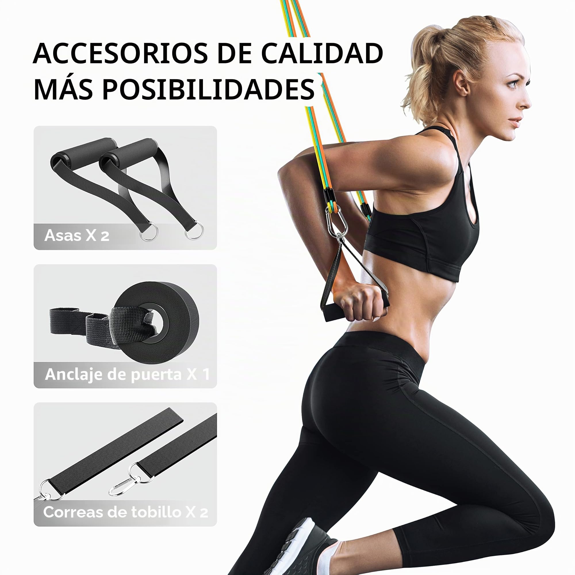PROIRON Bandas Elasticas Musculacion, Alambre de Látex Sólido Banda elástica, 5 Niveles, Set de Bandas,Tubos de Entrenamiento, Accesorios Ricos，14 in 1 Bandas Resistencia