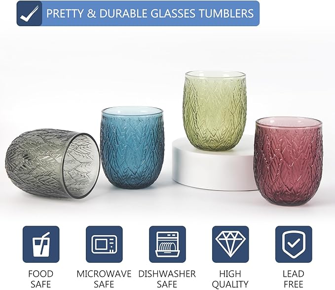 Set de 6 Vasos Vintage de 12 oz con Diseño de Hoja de Sauce miniatura 5