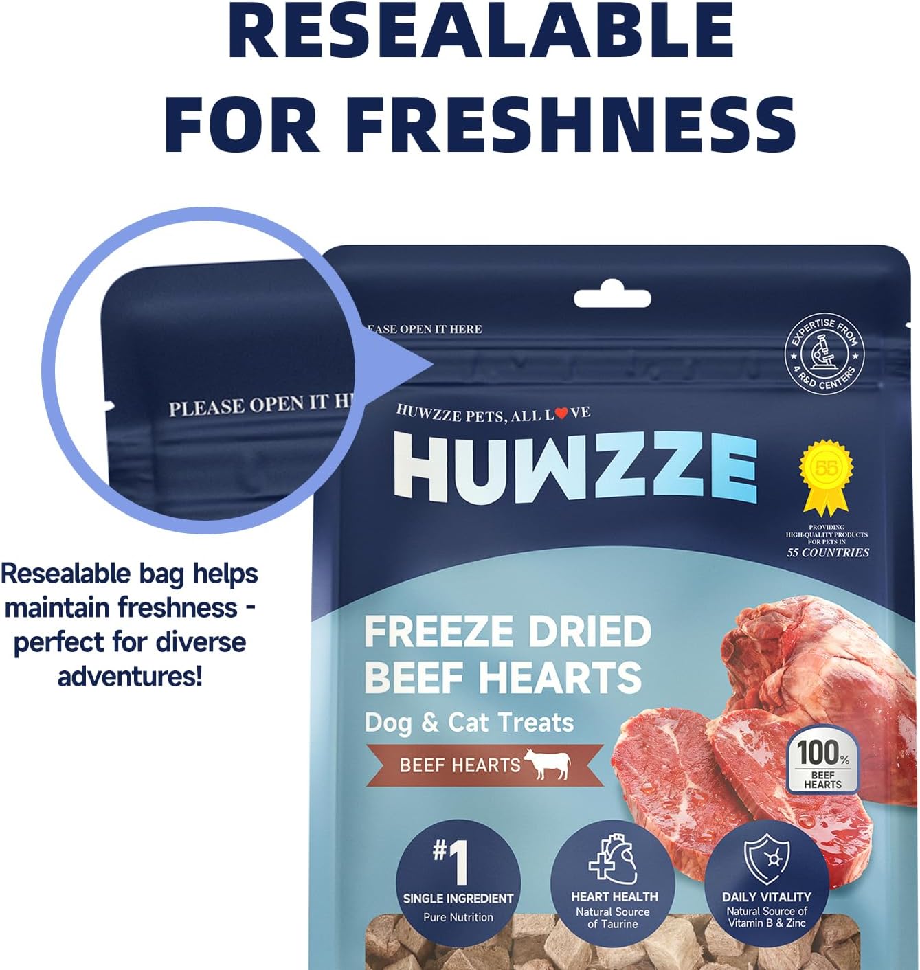 Freeze Dried Beef Hearts for Dogs and Cats, Single Ingredient, High Protein Soft Training Treats, All Natural Healthy Pet Snacks Food Topper for Heart Health, Perfect for Picky Eaters, 5.29 oz