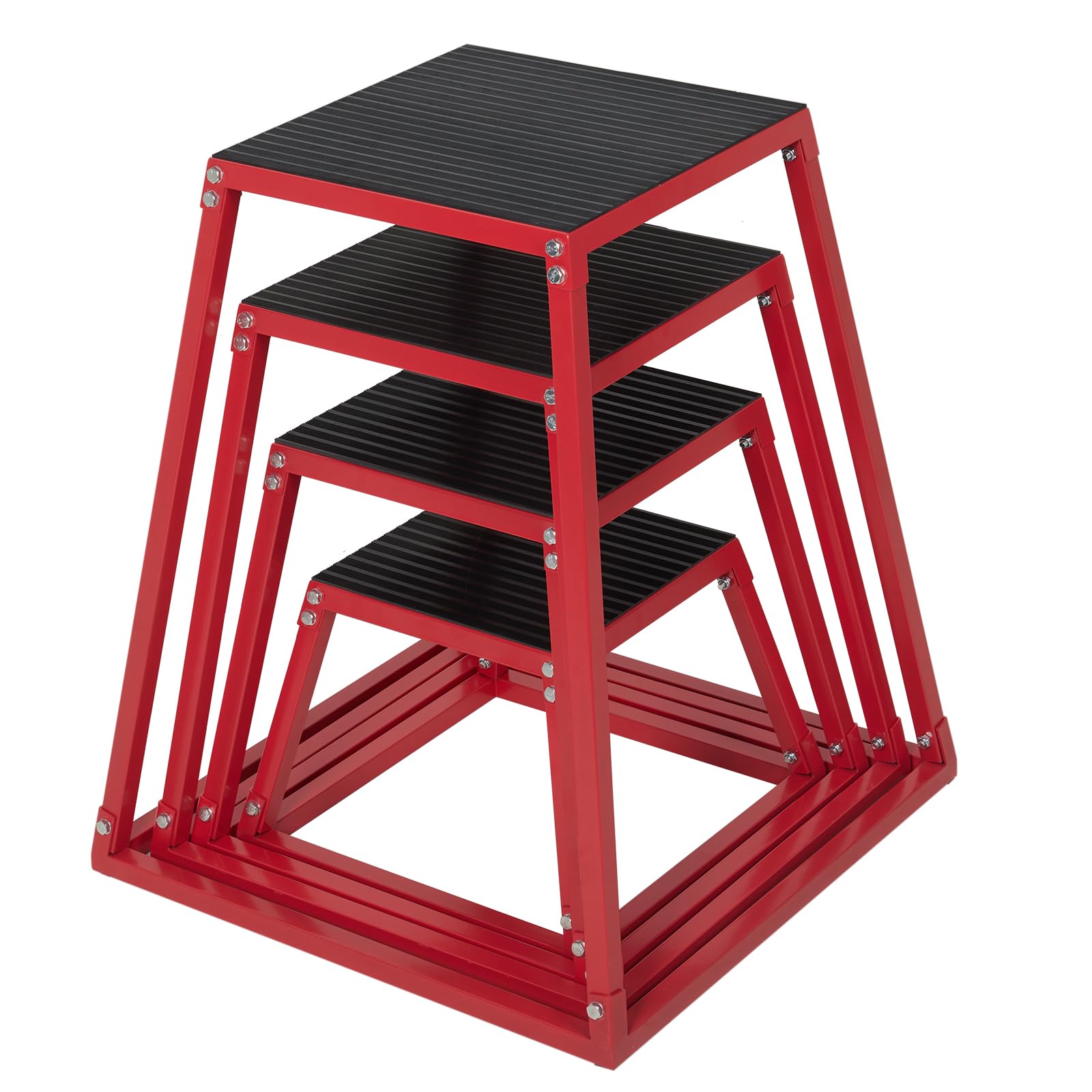 Plyometric Jump Box 4-in-1 Set, Steel Plyo Box for Home Gym