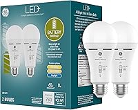GE LED+ Battery Backup A21 Bulbs with Flashlight - Rechargeable for Power Outages, 3 Color Temps, 2-Pack