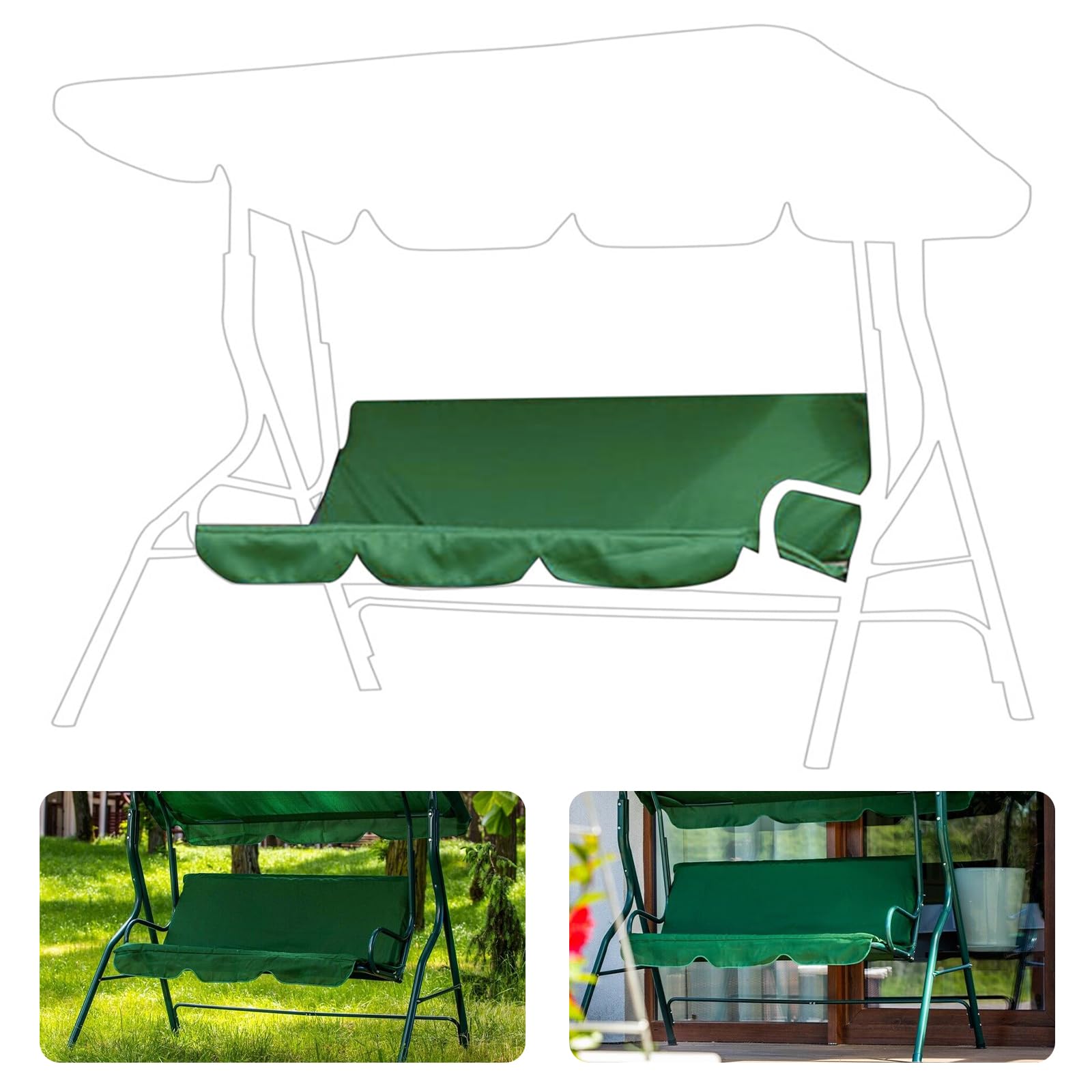 GAESHOW Funda de asiento de jardín para columpio de jardín,tela impermeable,hamaca columpio impermeable 3-Seat Benchs Fundas cojin,150 x 50 x 10 cm,protección de silla para jardín al aire libre patio