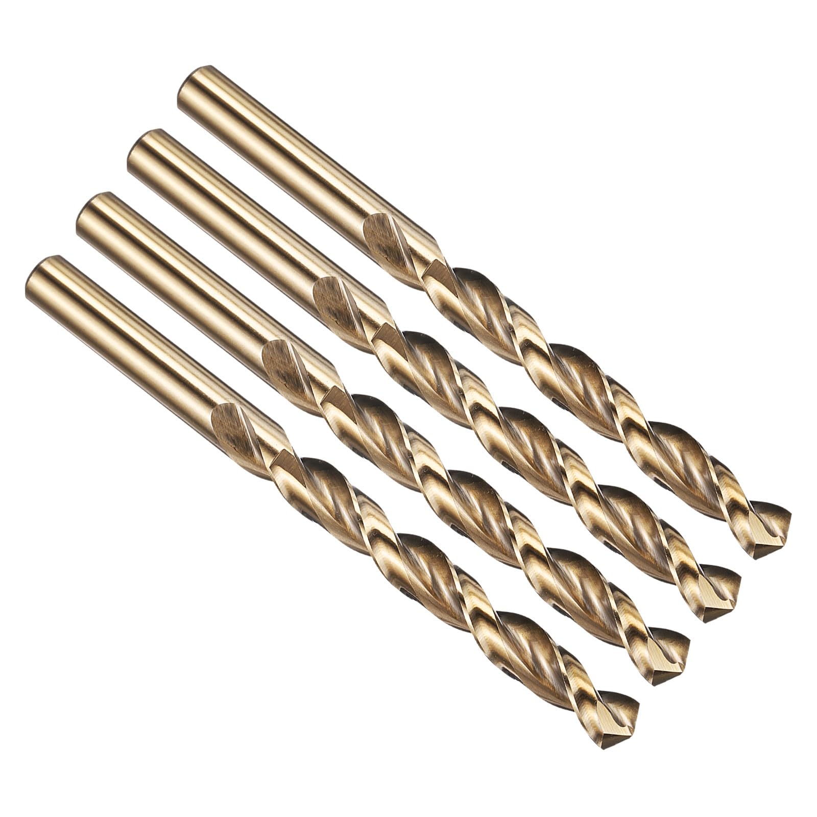 PATIKIL 10mm Drill Bit, M42 8% Cobalt High-Speed Steel Jobber Straight Shank 135° Gold Finish for Hard Metal High-temperature Titanium Alloy - 4 Pack