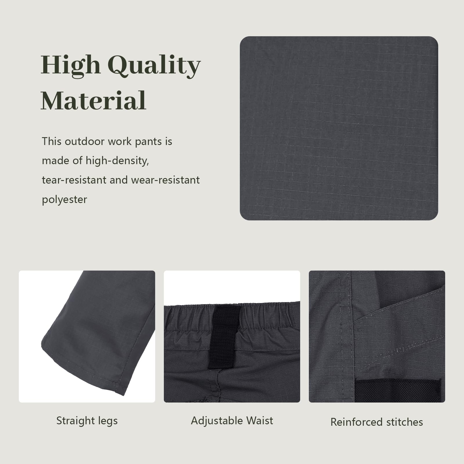 Pantalones de Trabajo de Hombre con Múltiples Bolsillos Pantalones Cargo Resistentes para Actividades al Aire Libre para Senderismo y Acampada