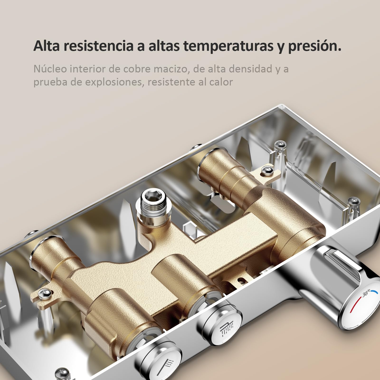 EMKE Columna de Ducha Termostática con Ducha de Lluvia y Ducha Manual, 1142x303x460mm, Cromado, set de ducha con estante de vidrio,Altura Adjustable 812-1142mm,Función 3 en 1