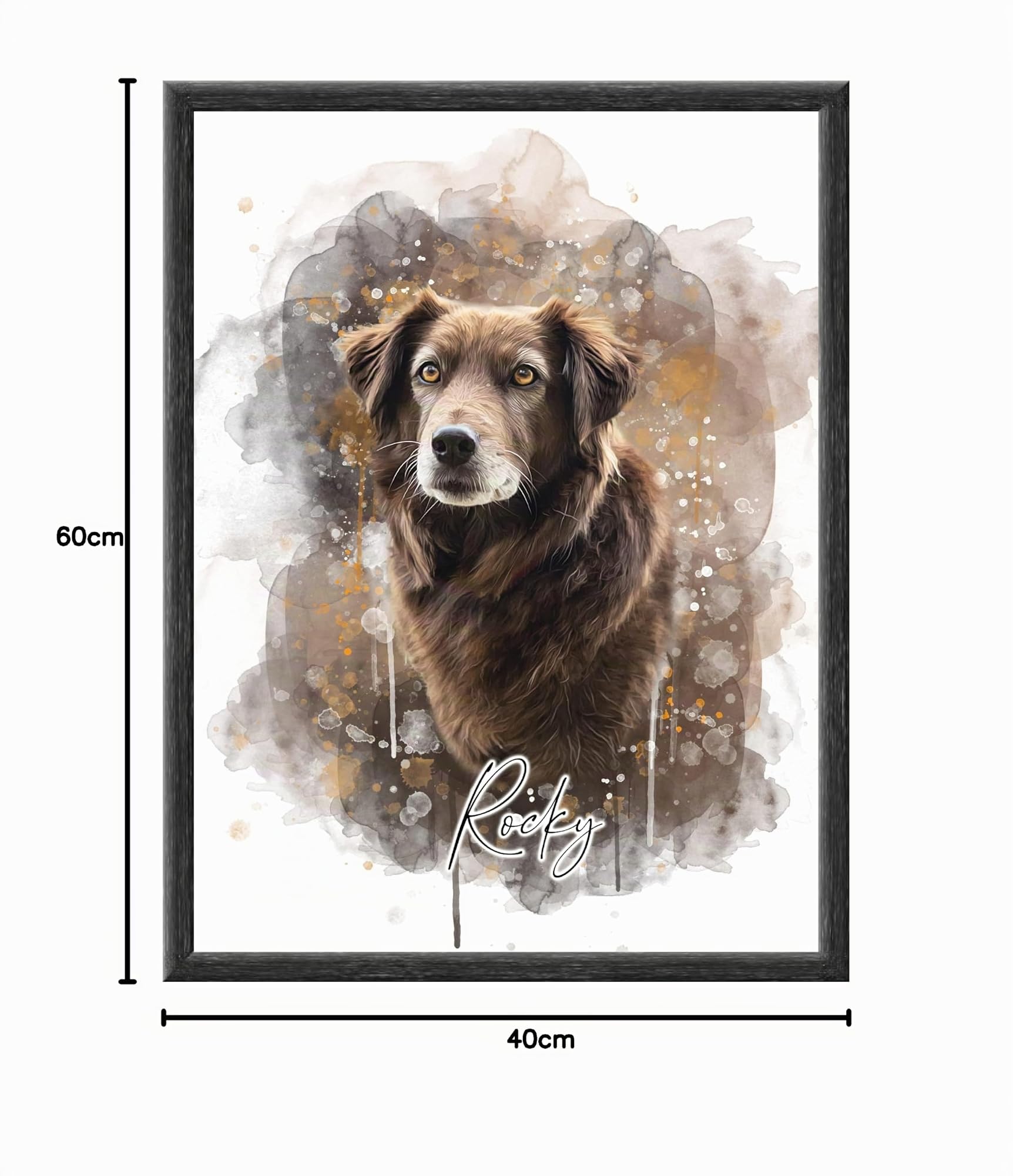 Generisch Dein Haustier als personalisiertes Portrait/Hund, Katze, Pferd, etc./ als Poster, Leinwand oder gerahmtes Bild/einzigartiges Geschenk (gerahmtes Bild, 40x60 cm)